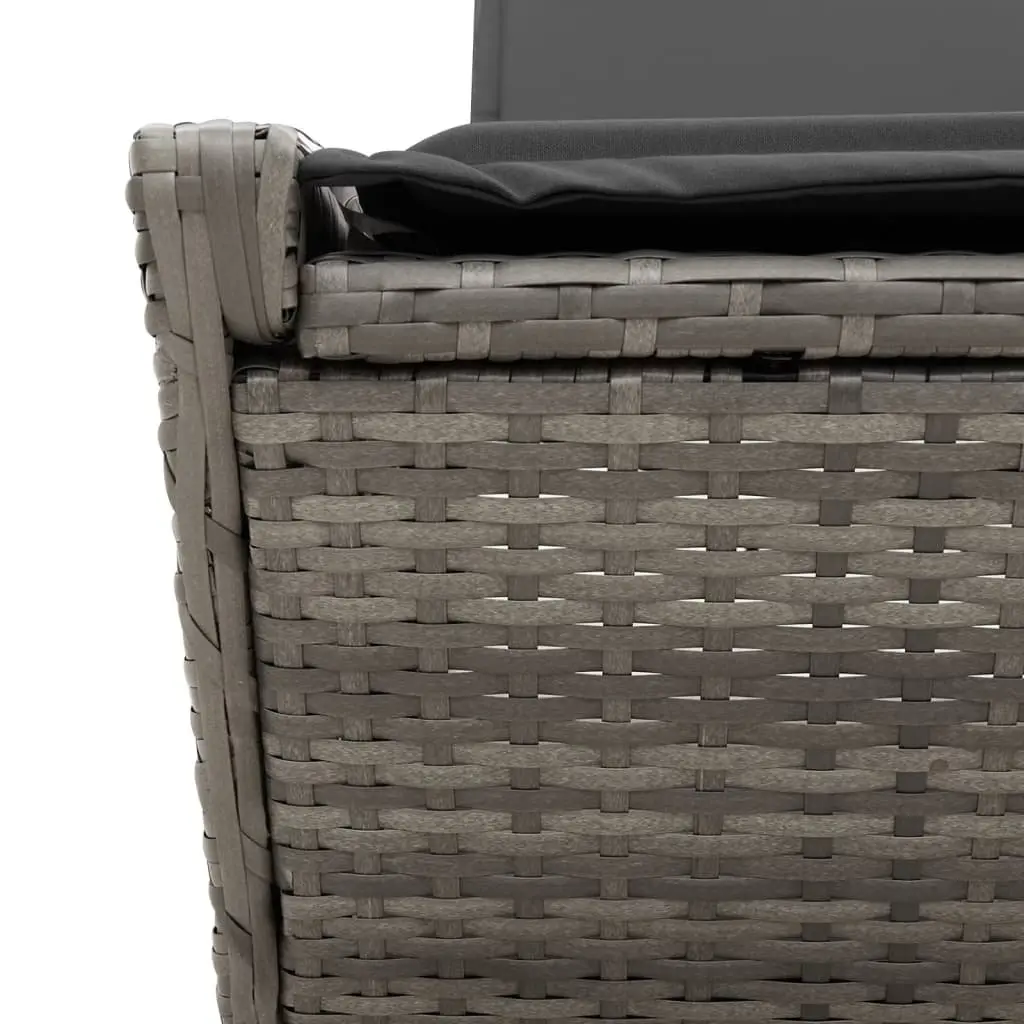 Double Sun Lounger Outdoor Seating Grey Adjustable Backrest Padded Cushions