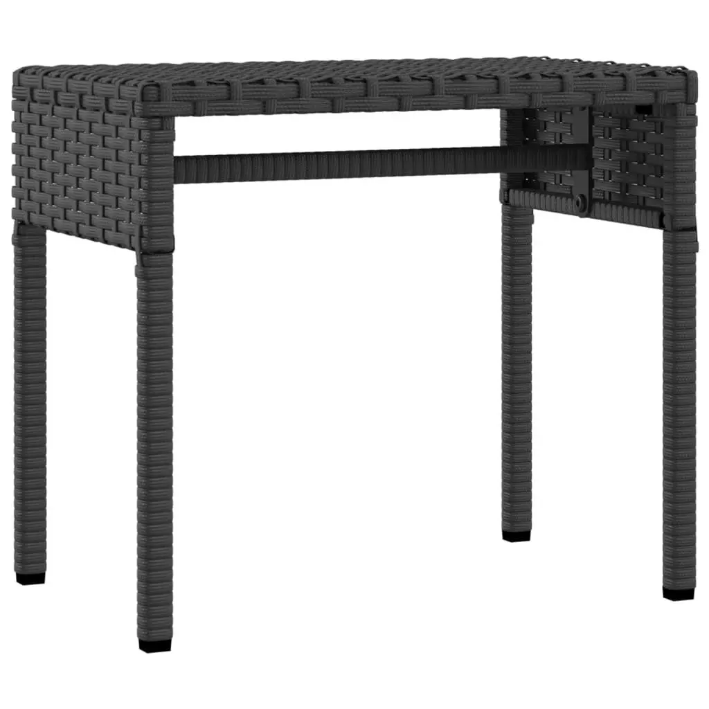 Sun Lounger Black Adjustable Backrest Retractable Canopy Integrated Tea Table