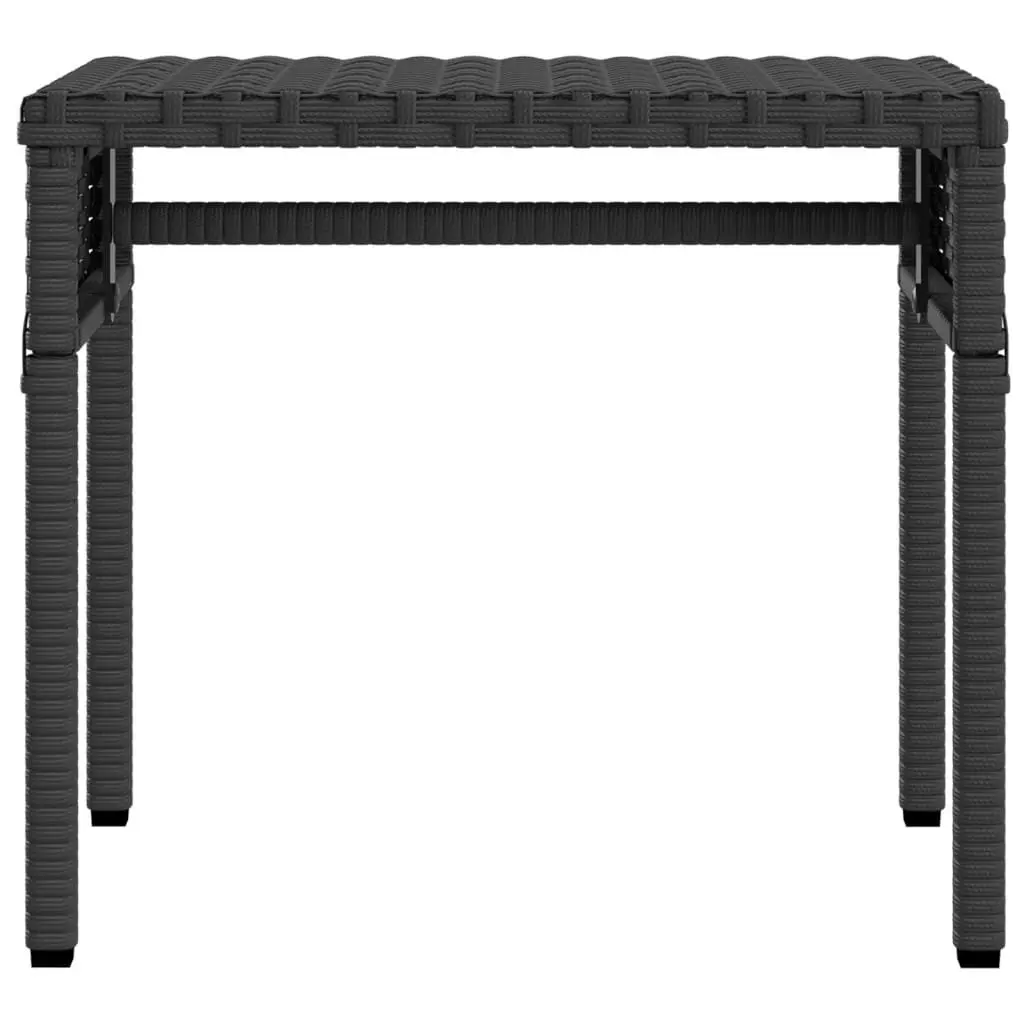 Sun Lounger Black Adjustable Backrest Retractable Canopy Integrated Tea Table