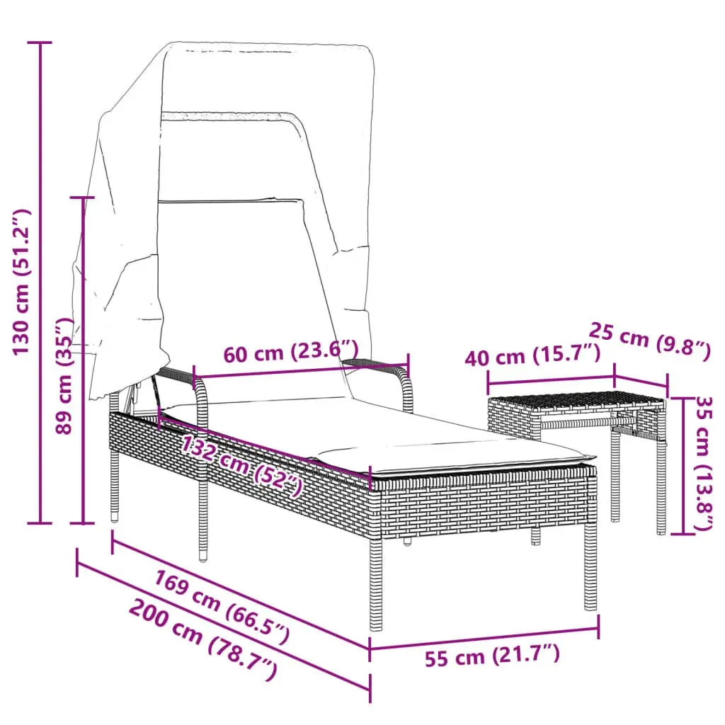 Grey Outdoor Sun Lounger