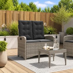 Reclining Garden Bench with Cushions in Grey