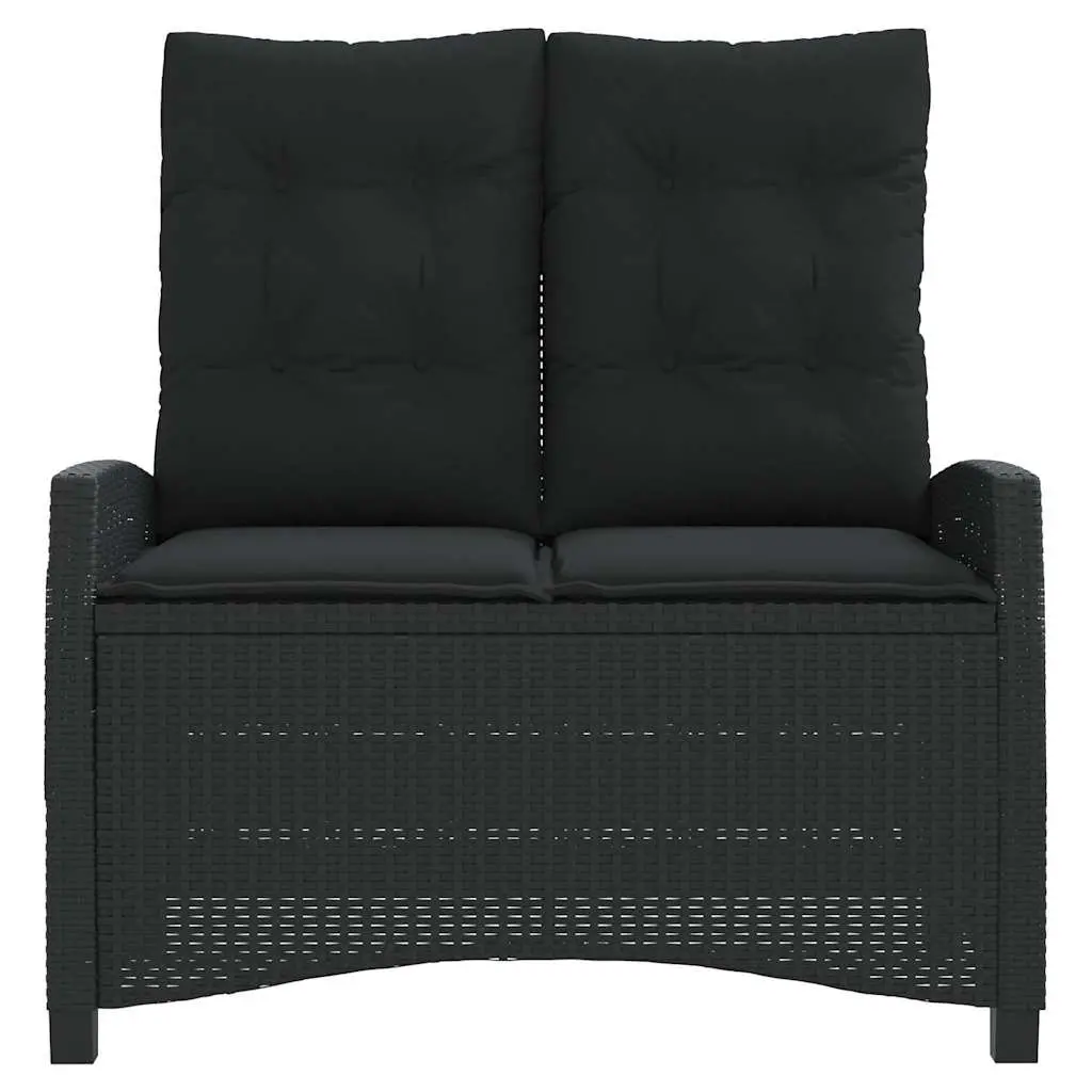 Garden Bench Black with Cushions Adjustable Backrest Outdoor Seating