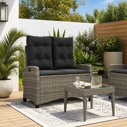 Reclining Garden Bench with Padded Cushions