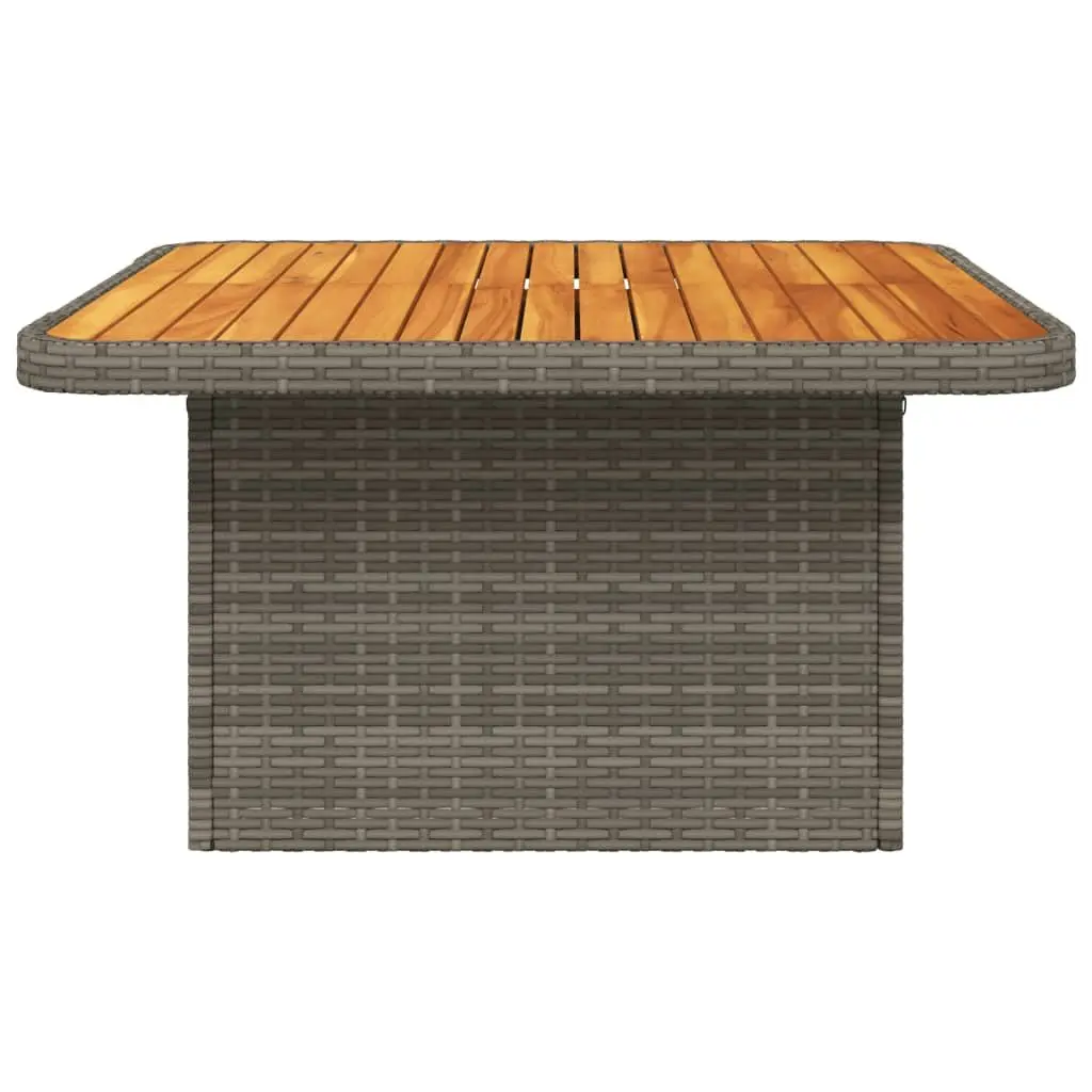 Garden Table Grey 80x80x71cm Adjustable Height PE Rattan Acacia Wood Top