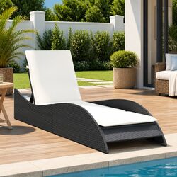 Sun Lounger Outdoor Lounge Chair Recliner Patio Garden Furniture Black