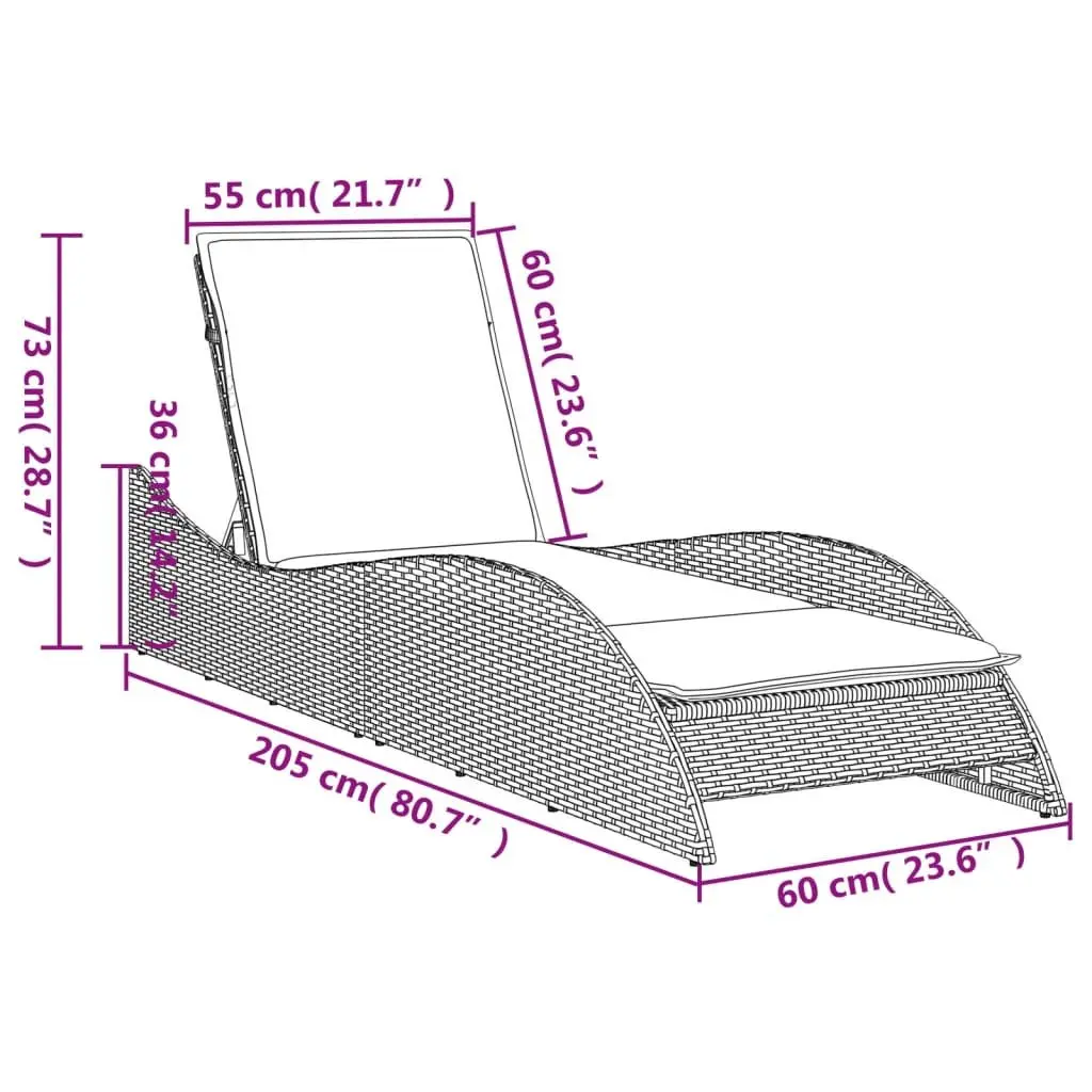 Sun Lounger Outdoor Lounge Chair Recliner Patio Garden Furniture Black