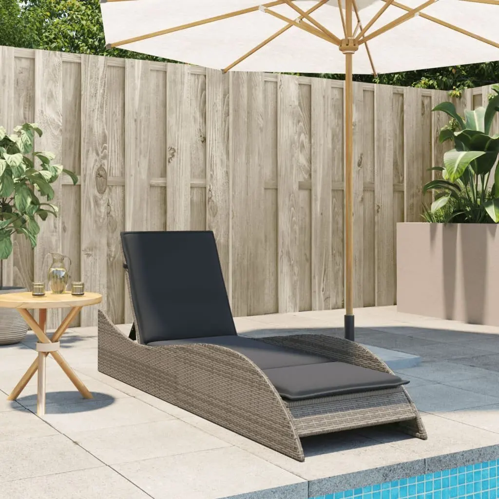 Sun Lounger Outdoor Garden Chair with Cushion Grey Adjustable Reclining Lounge
