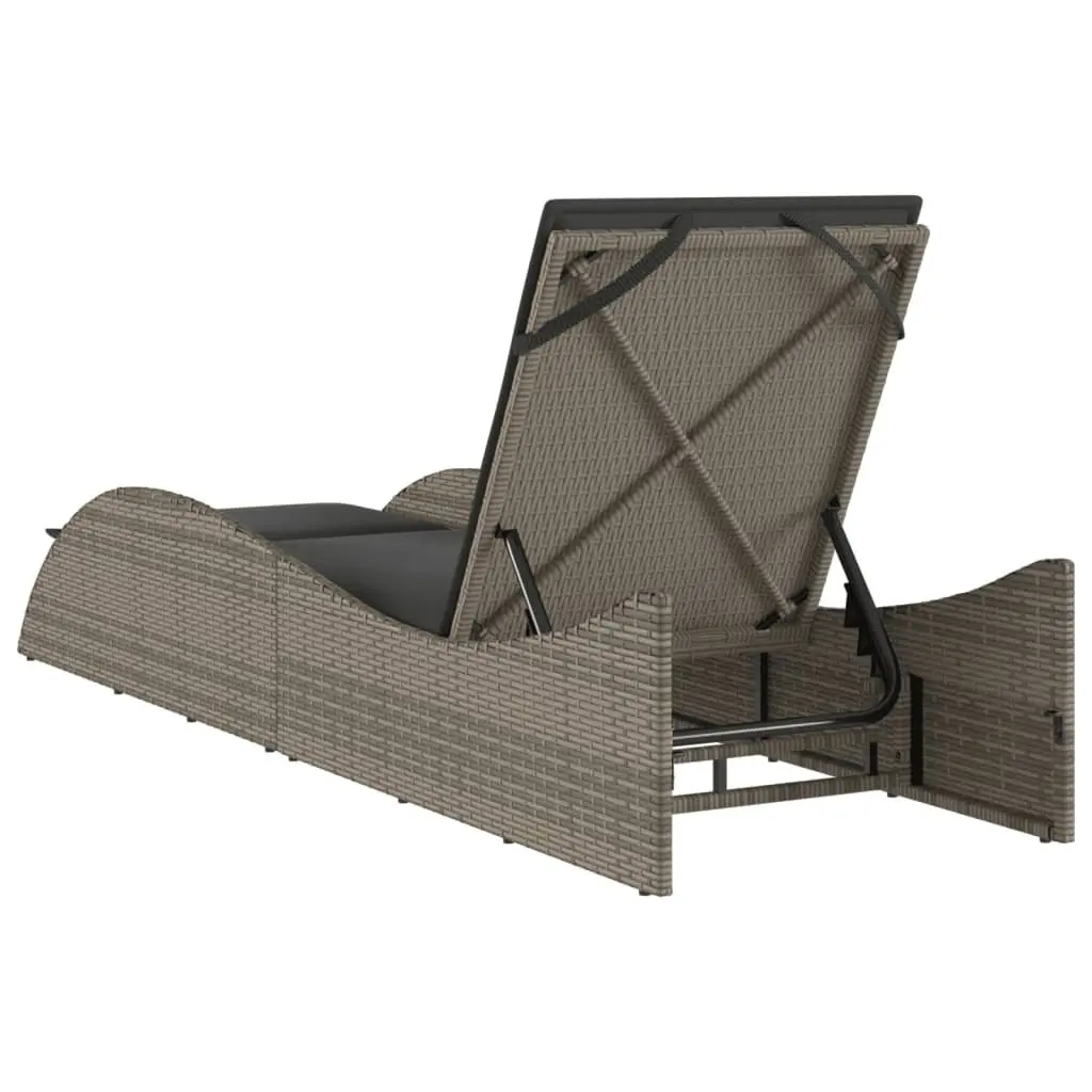 Sun Lounger Outdoor Garden Chair with Cushion Grey Adjustable Reclining Lounge
