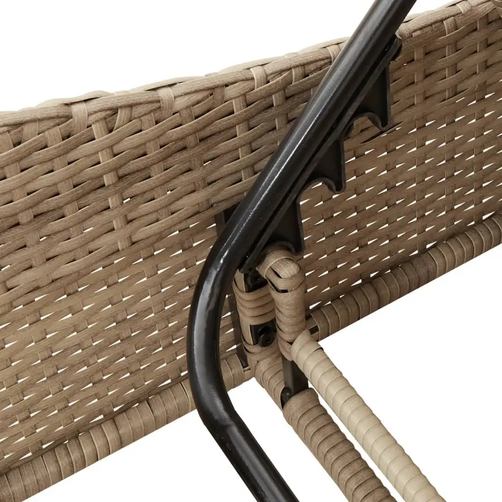 Sun Lounger with Cushion Beige Adjustable Backrest Outdoor Garden Furniture