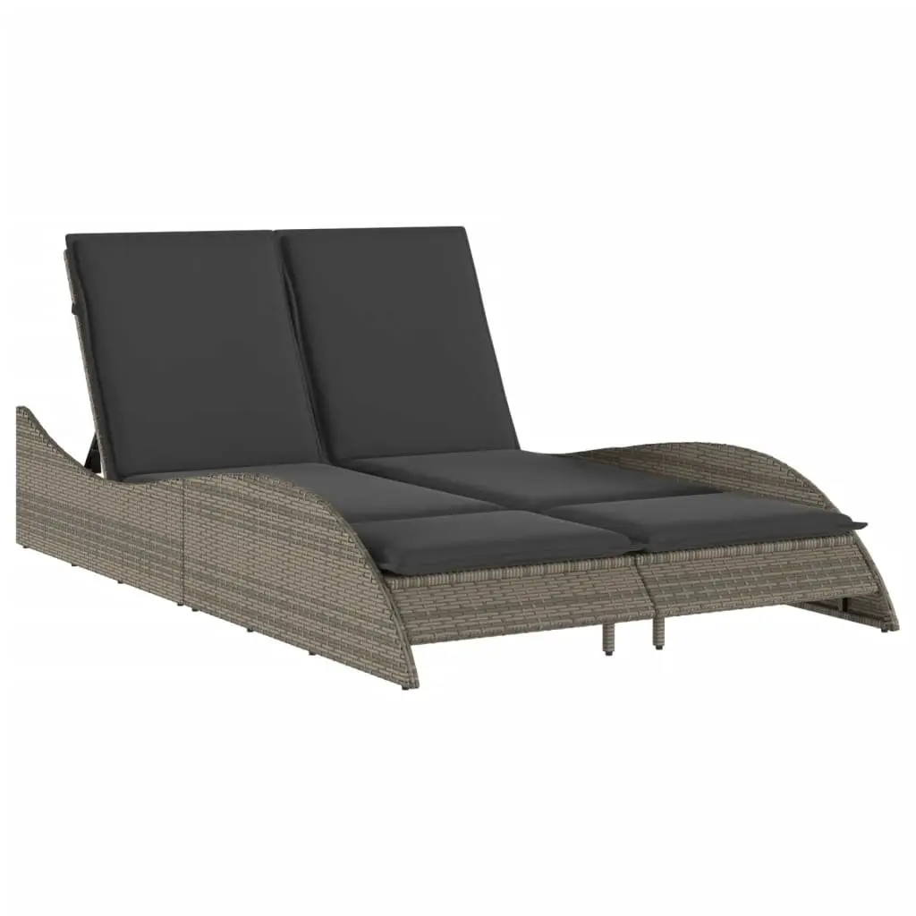 Sun Lounger Grey Adjustable Backrest Outdoor Garden Furniture
