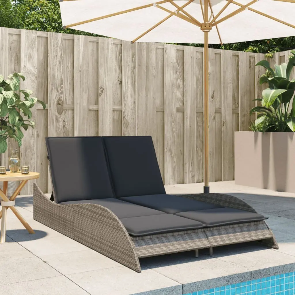 Sun Lounger Grey Adjustable Backrest Outdoor Garden Furniture