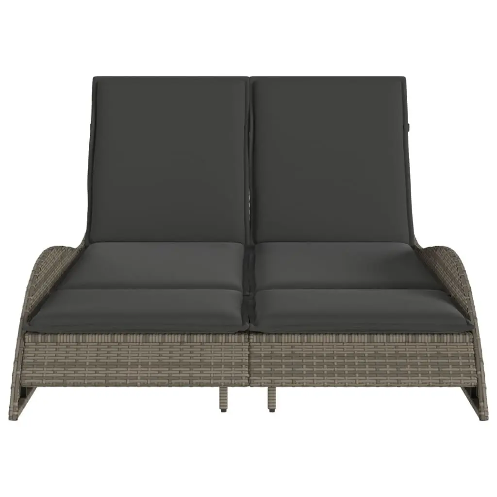 Sun Lounger Grey Adjustable Backrest Outdoor Garden Furniture