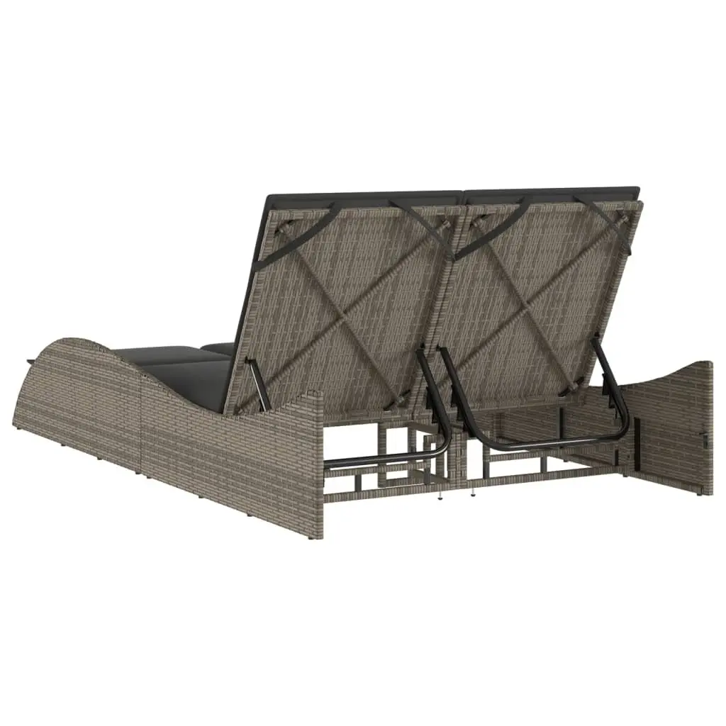 Sun Lounger Grey Adjustable Backrest Outdoor Garden Furniture