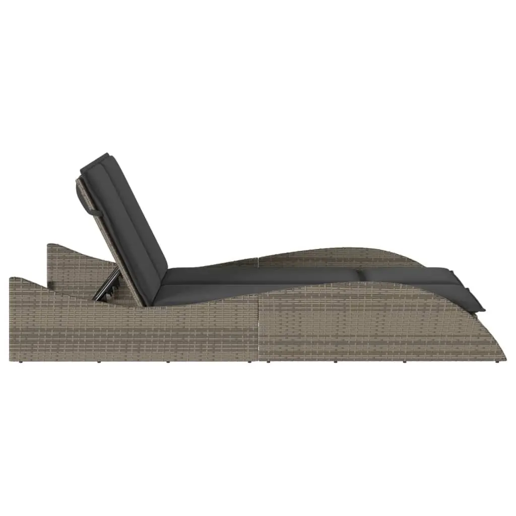 Sun Lounger Grey Adjustable Backrest Outdoor Garden Furniture