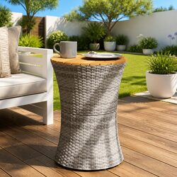 Stylish Grey Drum-Shaped Outdoor Side Table
