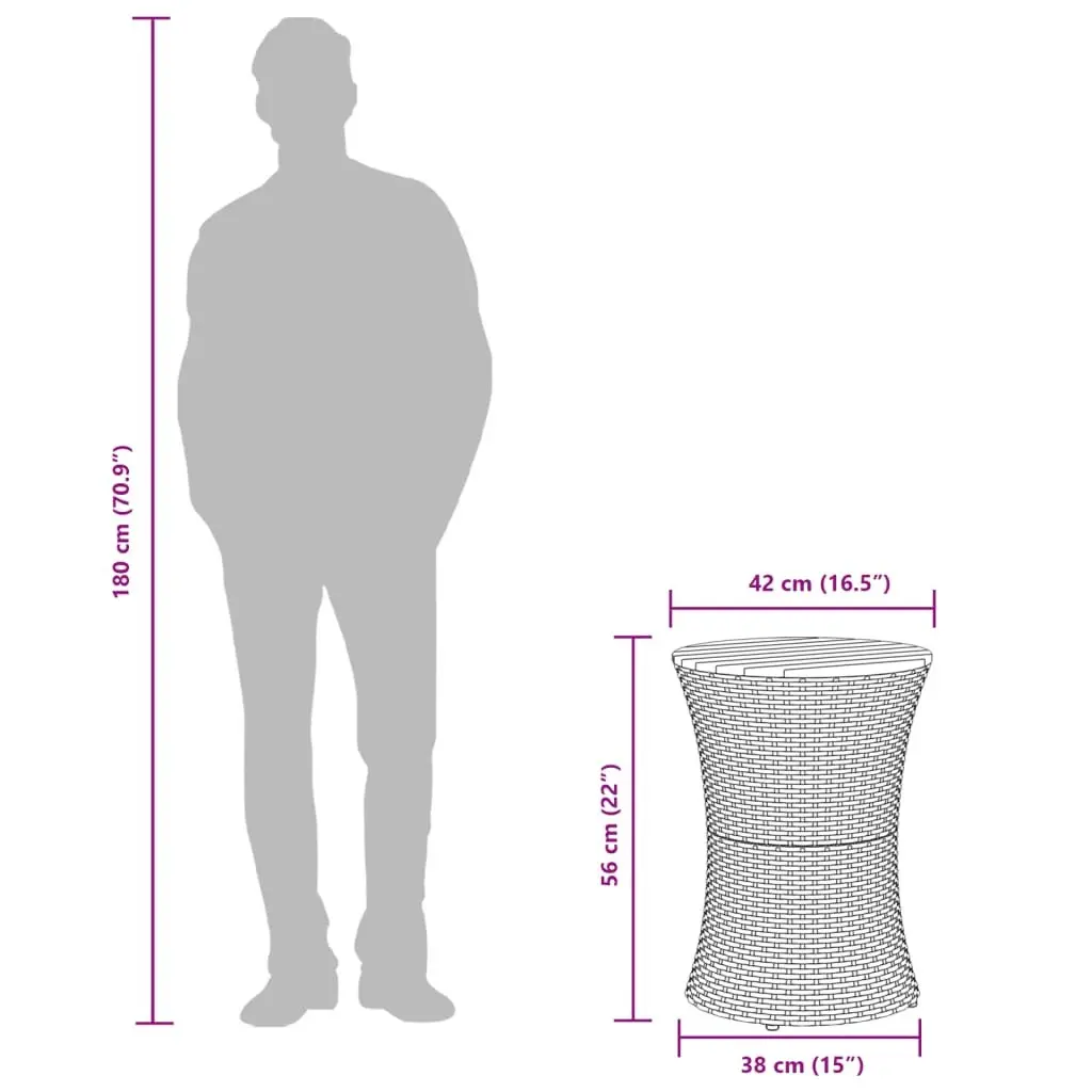 Grey Drum-Shaped Outdoor Side Table