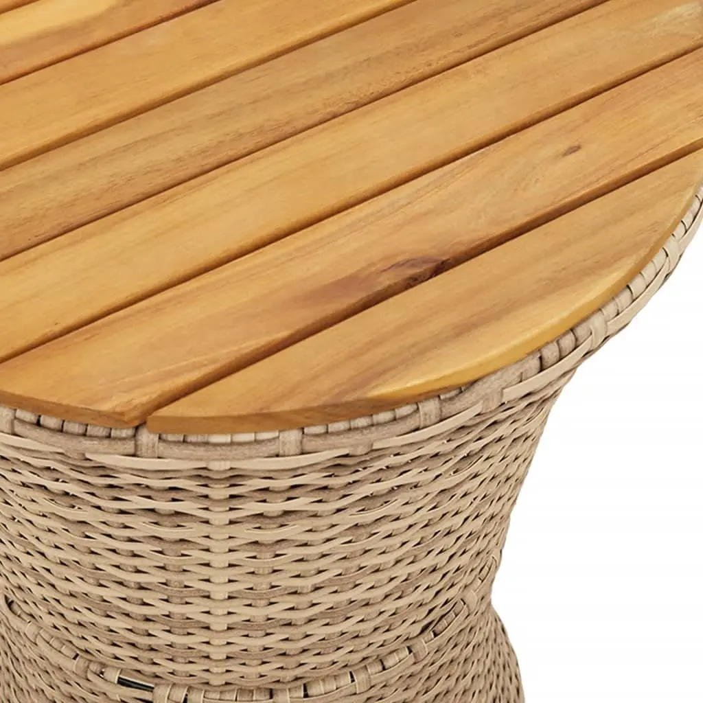 Garden Side Table Drum Shape Outdoor Furniture Patio Coffee Table Beige