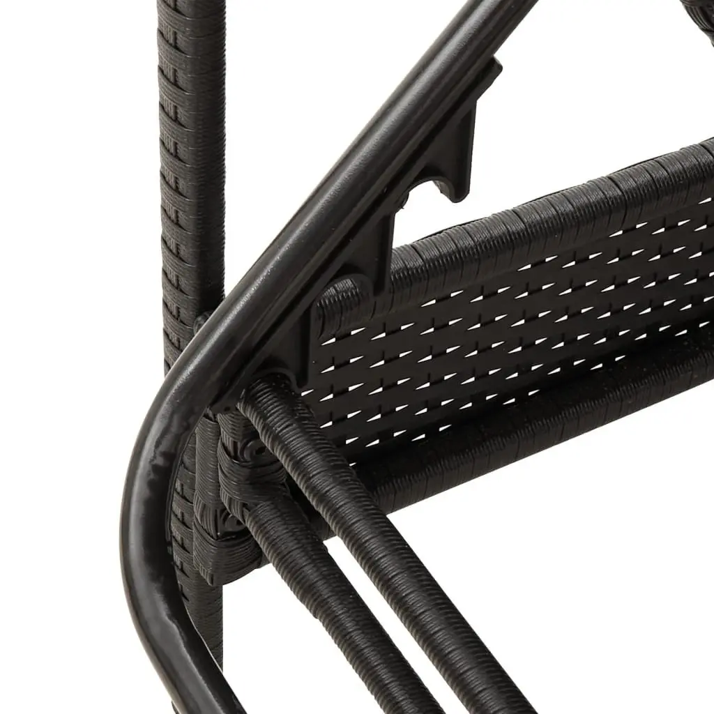 Sun Lounger Black Outdoor Reclining Chair Adjustable Backrest with Cushion
