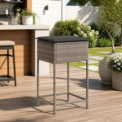 Efficient Outdoor Bar Stools Set of 2 with Grey Cushions