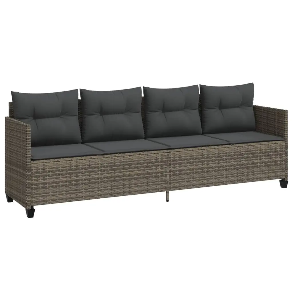 Sun Lounger with Cushions Grey Outdoor Garden Patio Recliner Chair Lounging