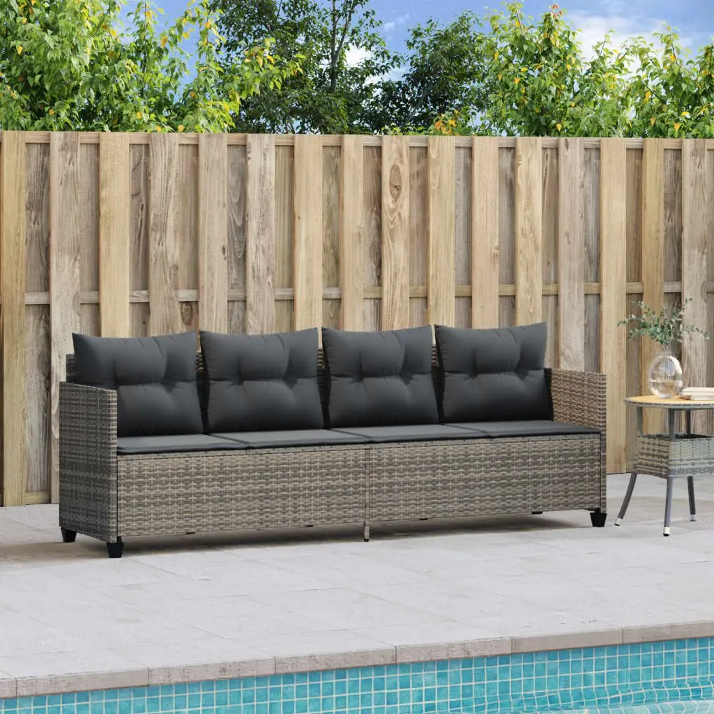Sun Lounger with Cushions Grey Outdoor Garden Patio Recliner Chair Lounging