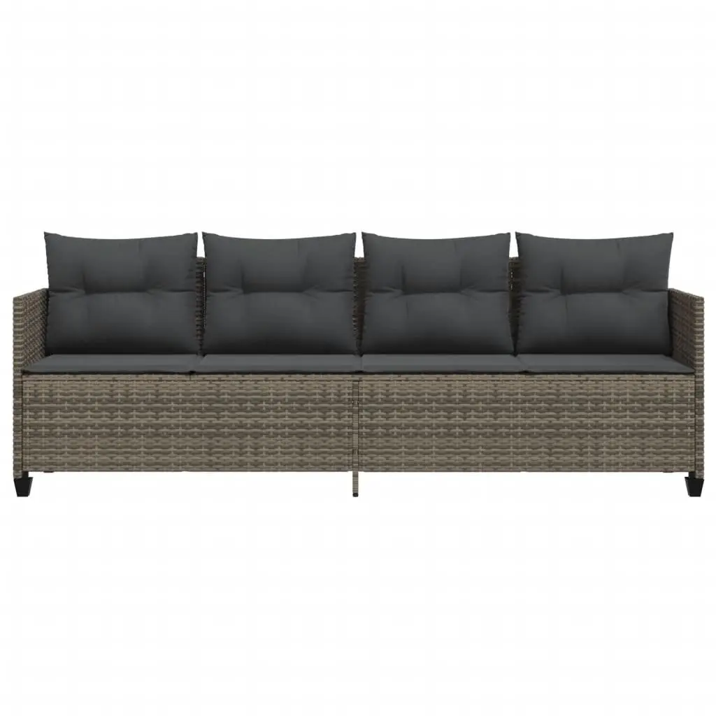 Sun Lounger with Cushions Grey Outdoor Garden Patio Recliner Chair Lounging