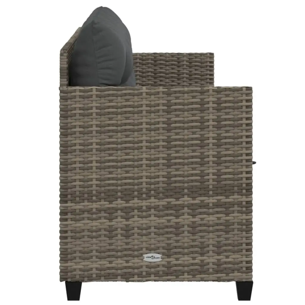 Sun Lounger with Cushions Grey Outdoor Garden Patio Recliner Chair Lounging