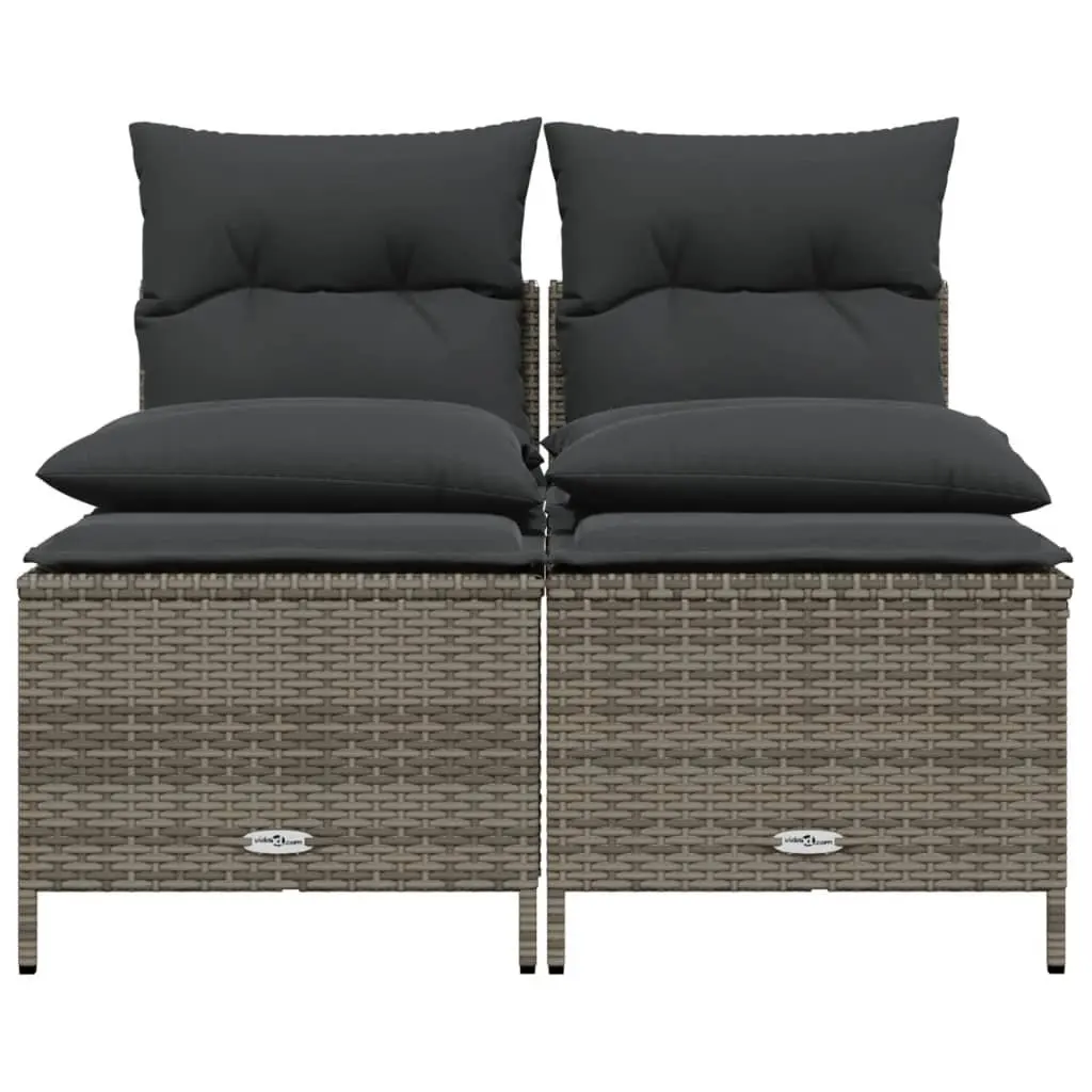 4 Piece Outdoor Garden Sofa Set with Cushions Grey Poly Rattan Patio Furniture