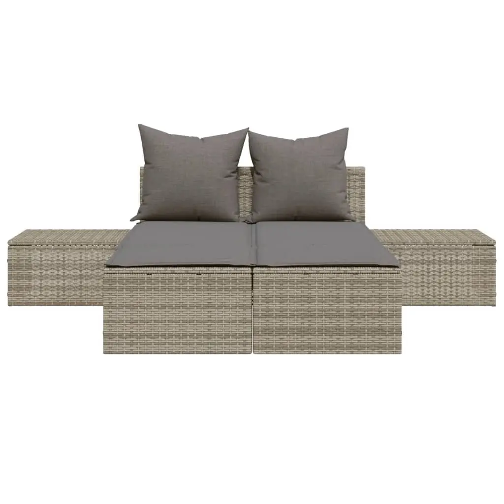 Double Sun Lounger Outdoor Garden Furniture Grey Rattan Modular Relaxation