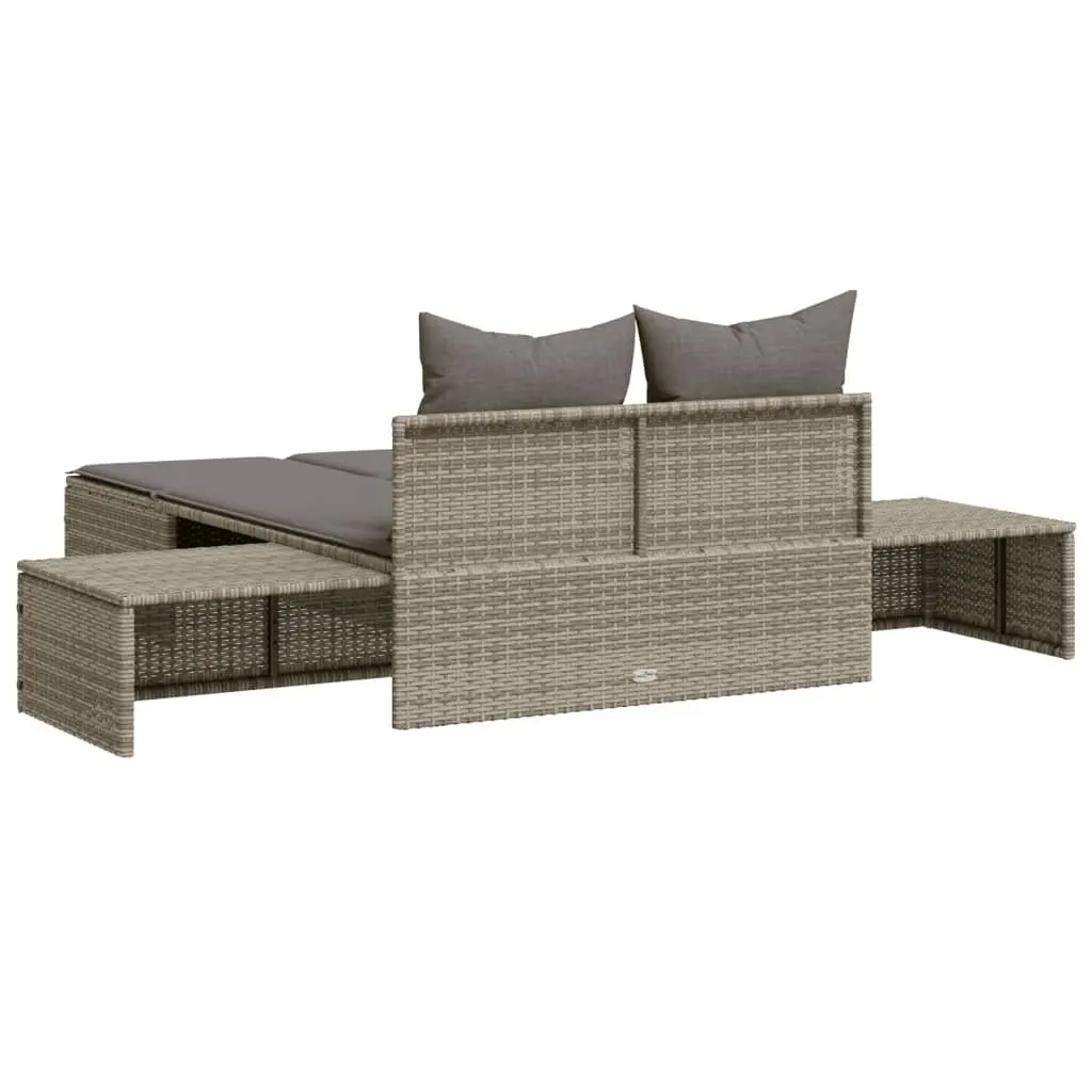 Double Sun Lounger Outdoor Garden Furniture Grey Rattan Modular Relaxation