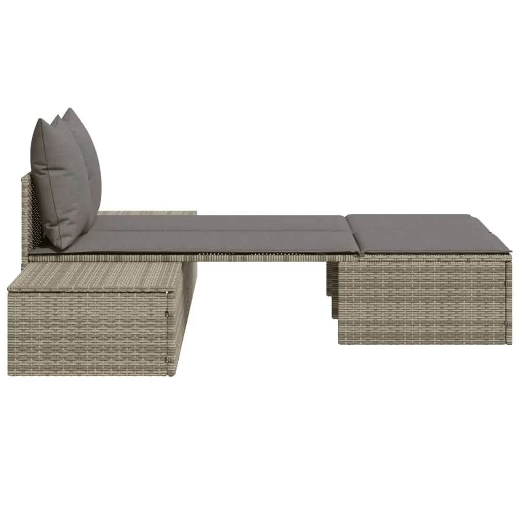 Double Sun Lounger Outdoor Garden Furniture Grey Rattan Modular Relaxation
