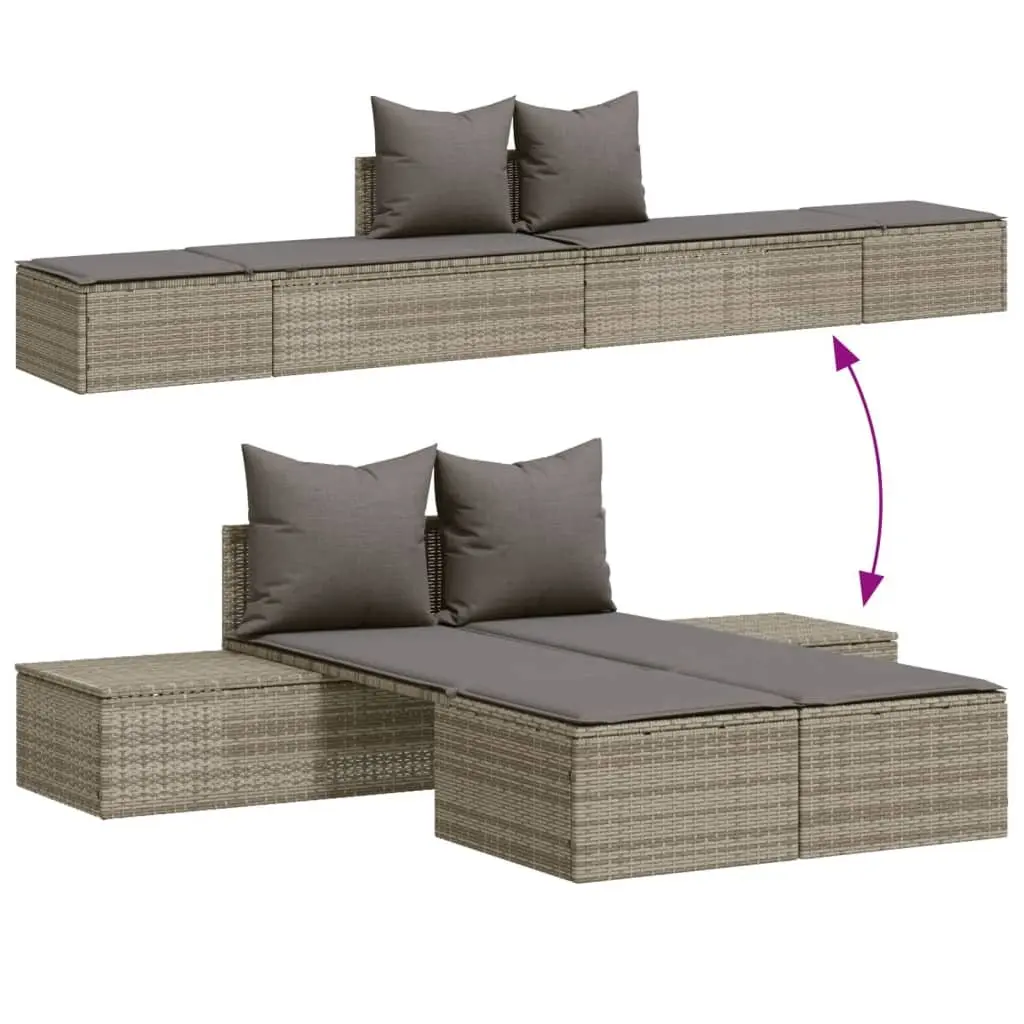 Double Sun Lounger Outdoor Garden Furniture Grey Rattan Modular Relaxation
