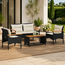 Compact 4 Piece Garden Sofa Set for Outdoor Comfort