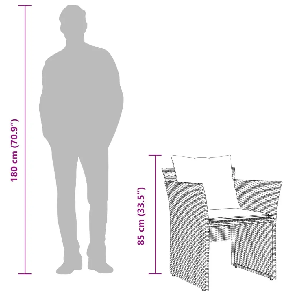 Garden Chair with Footstool Black Poly Rattan Outdoor Armchair Patio Seat