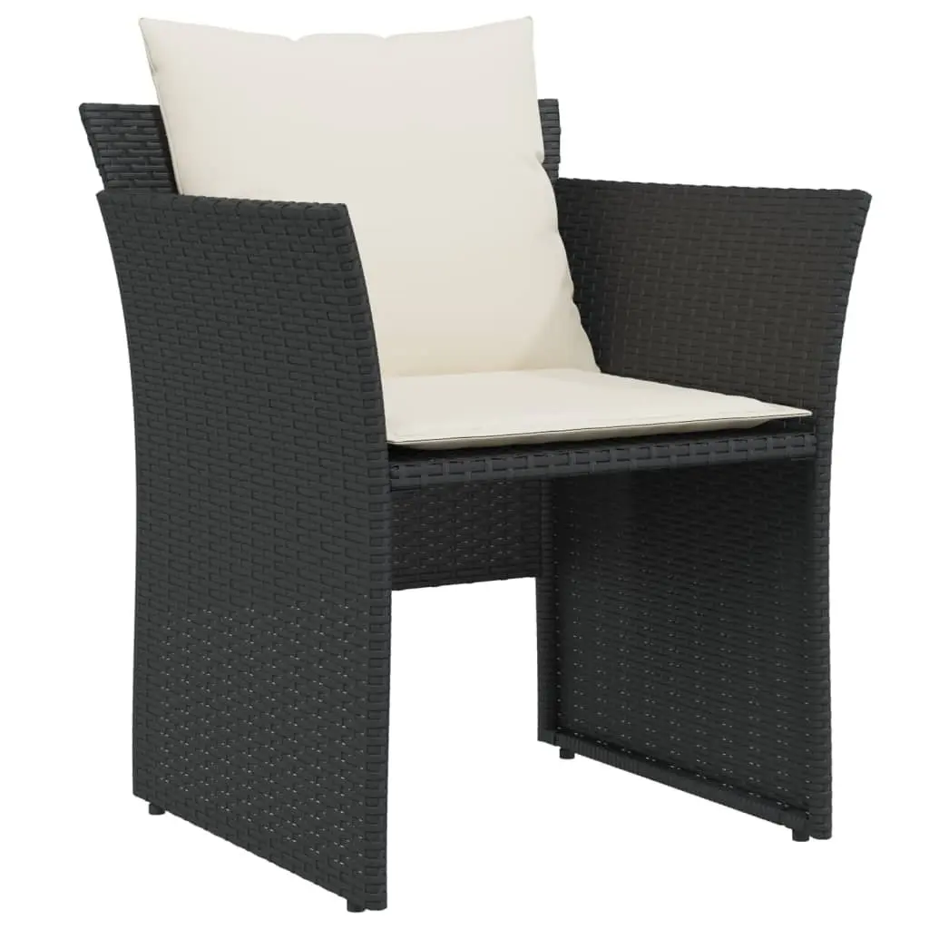 Garden Chair with Footstool Black Poly Rattan Outdoor Armchair Patio Seat