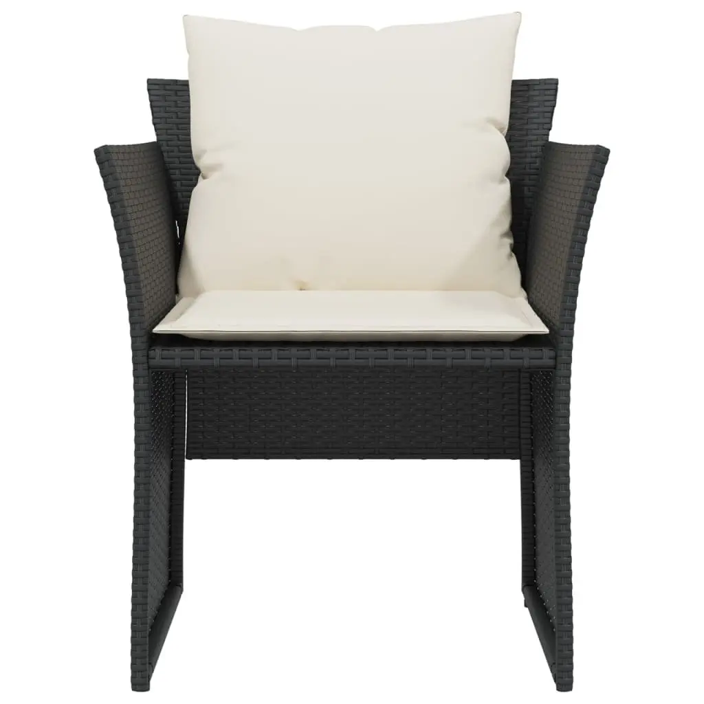 Garden Chair with Footstool Black Poly Rattan Outdoor Armchair Patio Seat