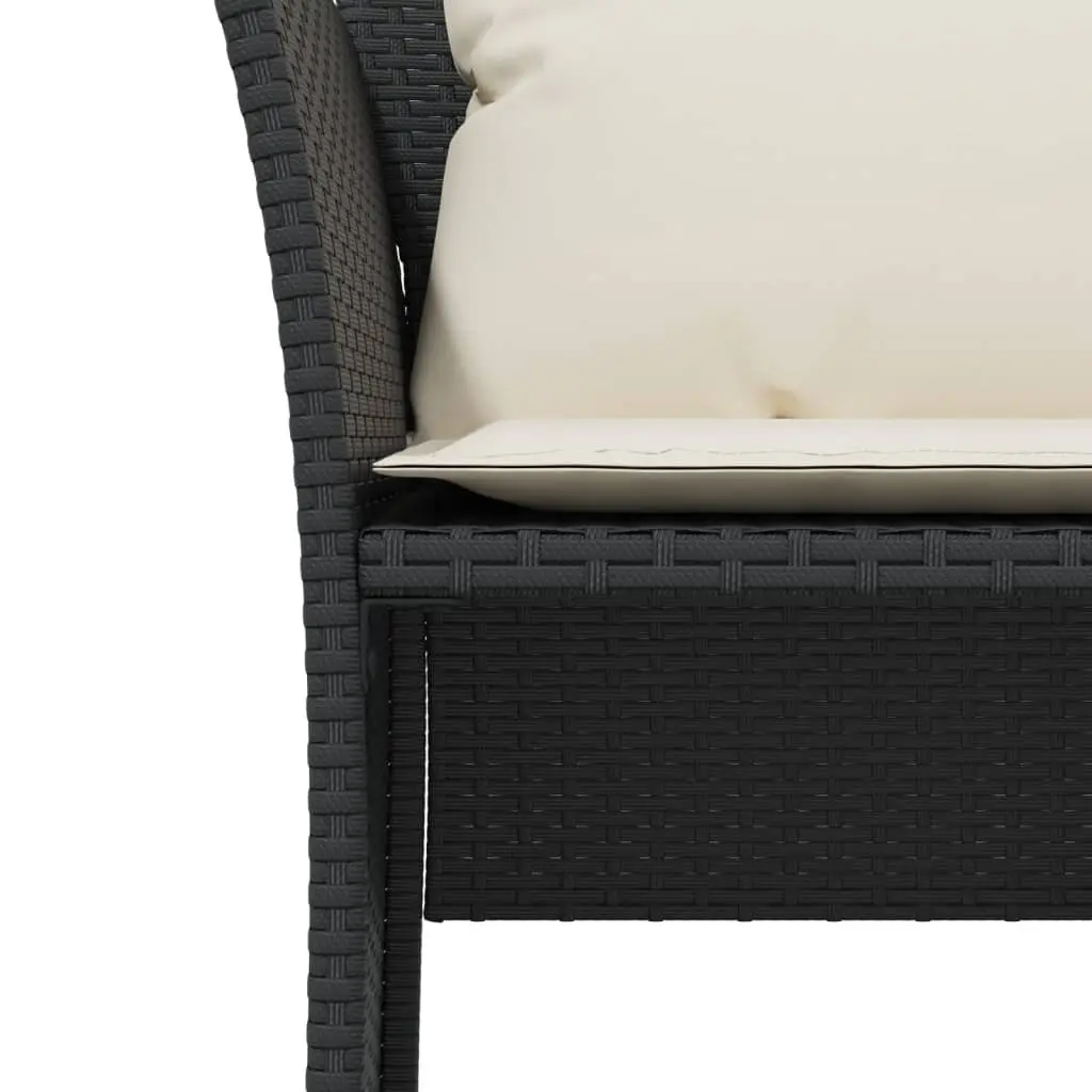 Garden Chair with Footstool Black Poly Rattan Outdoor Armchair Patio Seat