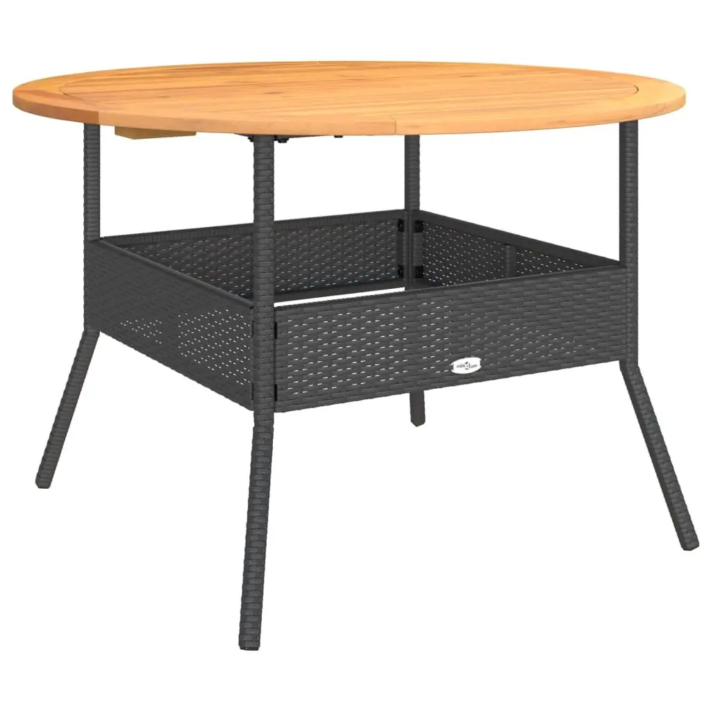 Garden Table Outdoor Furniture PE Rattan Black Round Patio Dining Coffee Table