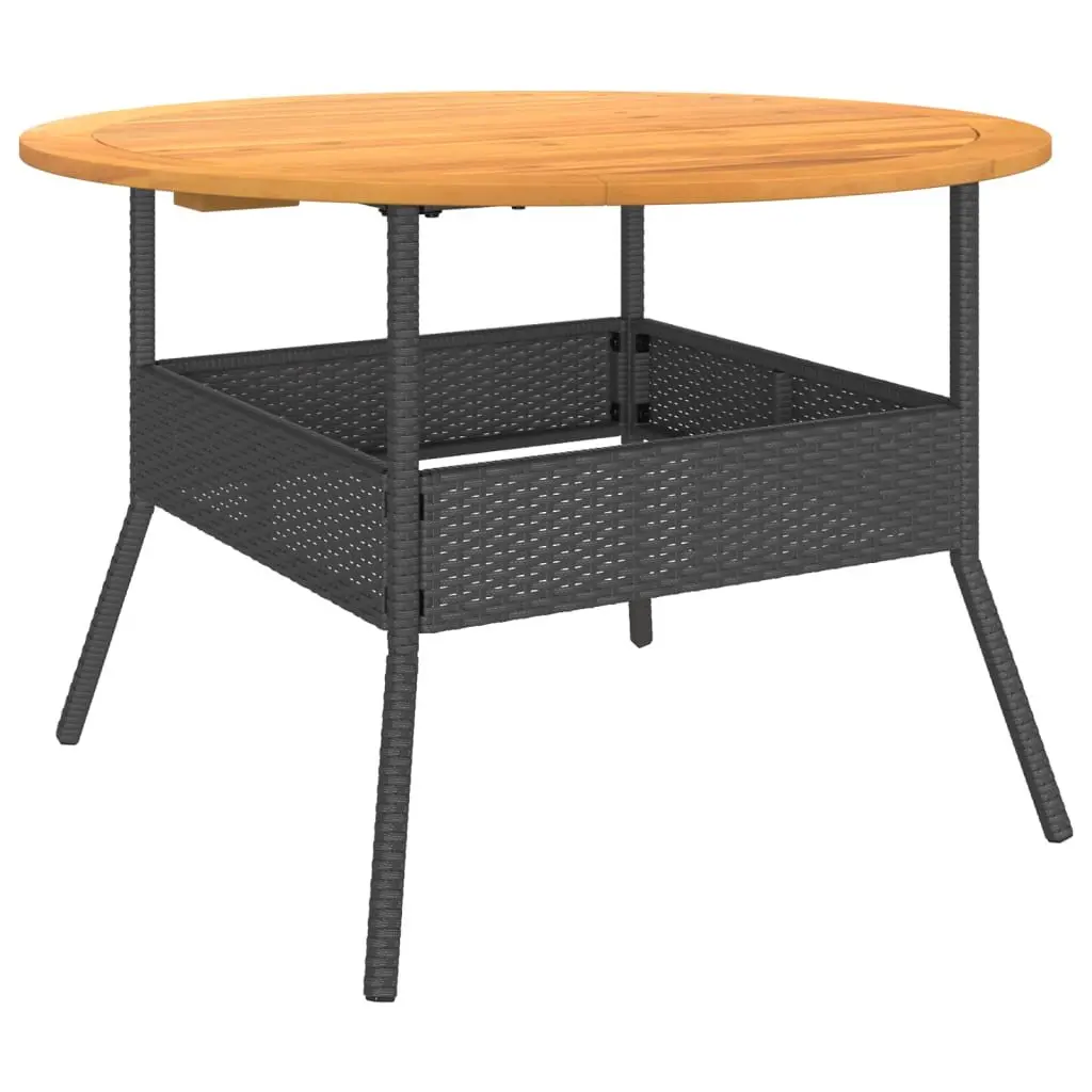 Garden Table Outdoor Furniture PE Rattan Black Round Patio Dining Coffee Table