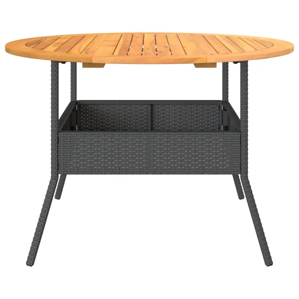 Garden Table Outdoor Furniture PE Rattan Black Round Patio Dining Coffee Table