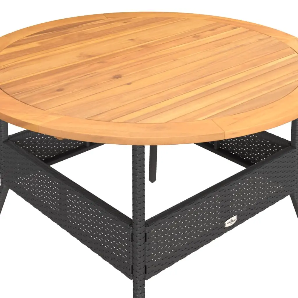 Garden Table Outdoor Furniture PE Rattan Black Round Patio Dining Coffee Table