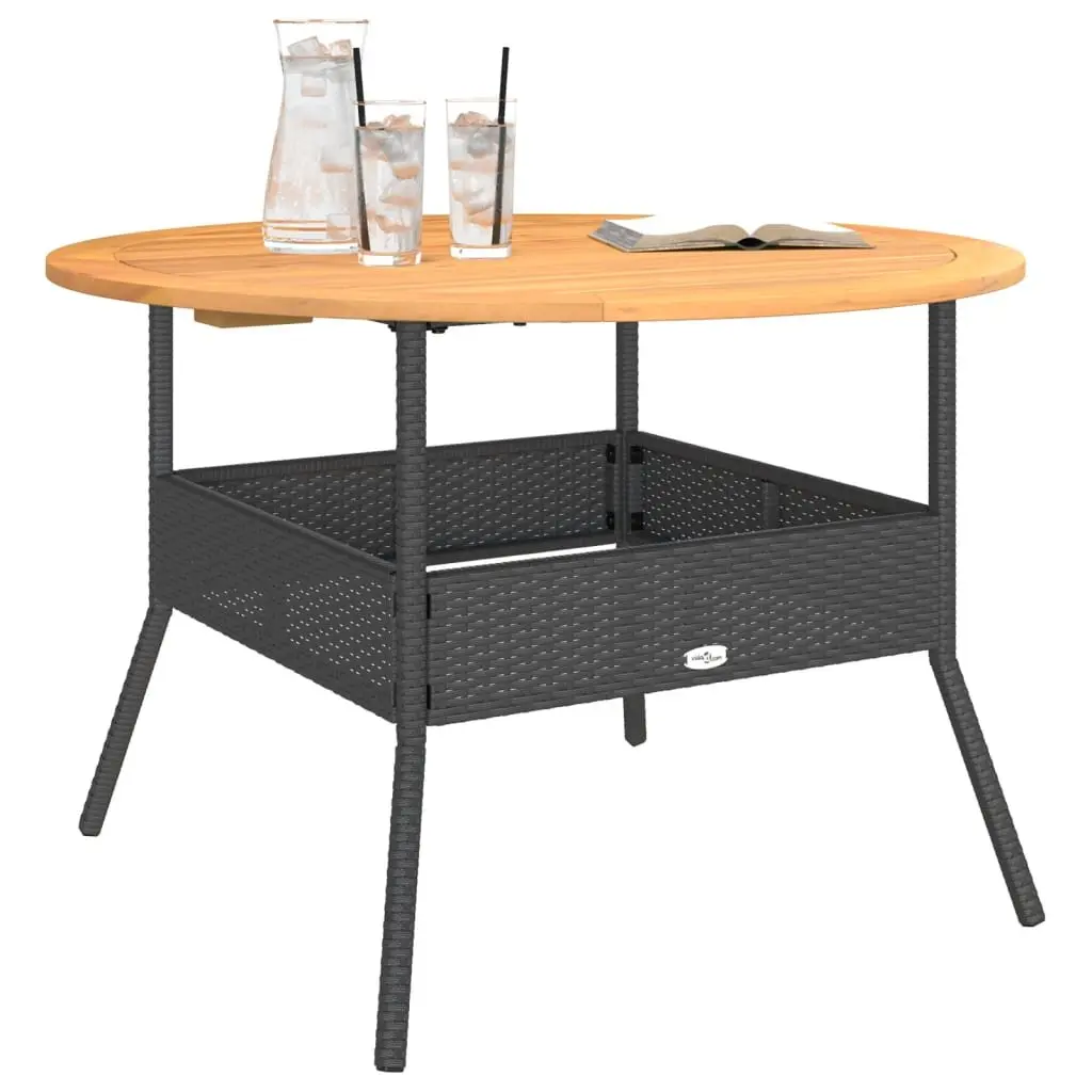 Garden Table Outdoor Furniture PE Rattan Black Round Patio Dining Coffee Table