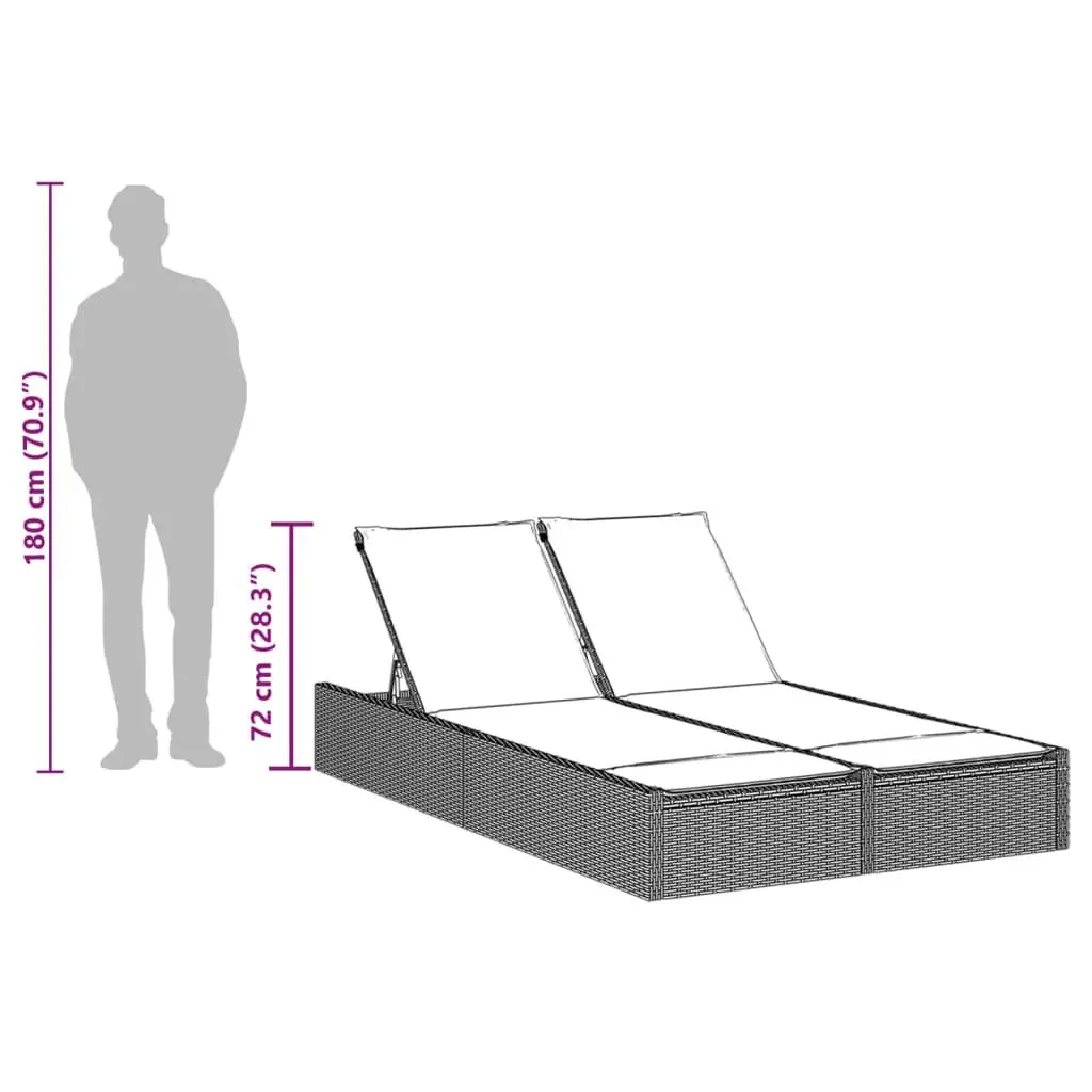 Double Sun Lounger with 3 Adjustable Positions