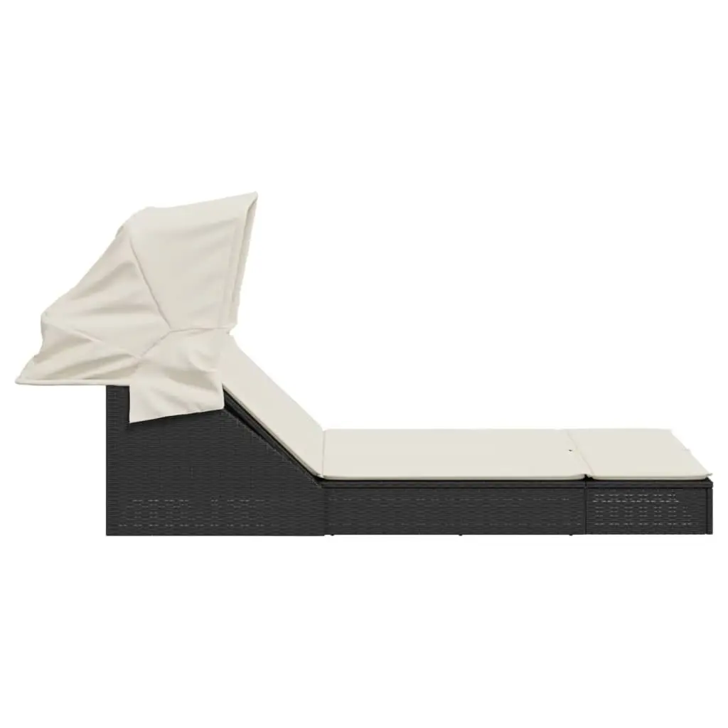 Double Sun Lounger with Retractable Canopy Adjustable Backrest Outdoor Seating