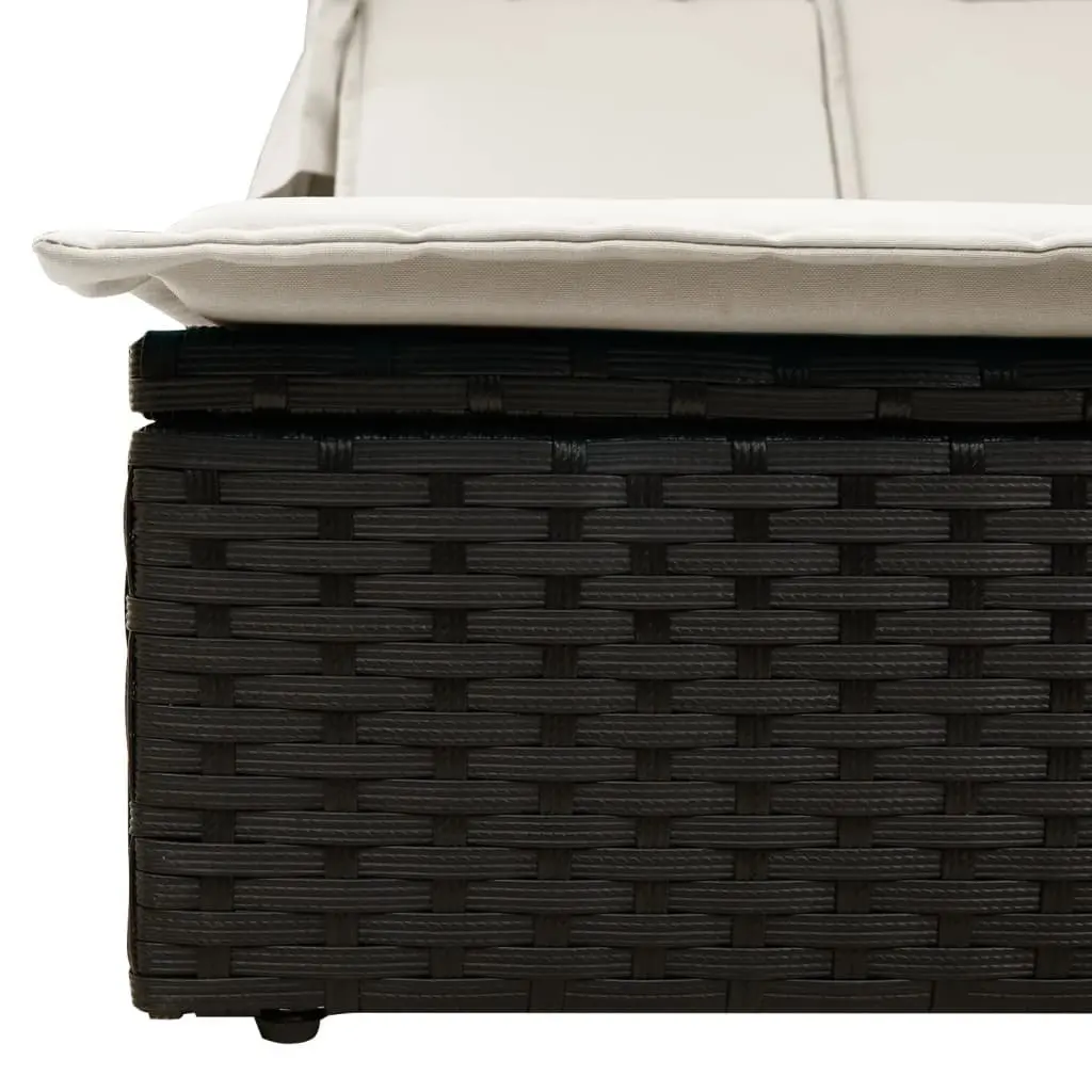 Double Sun Lounger with Retractable Canopy Adjustable Backrest Outdoor Seating
