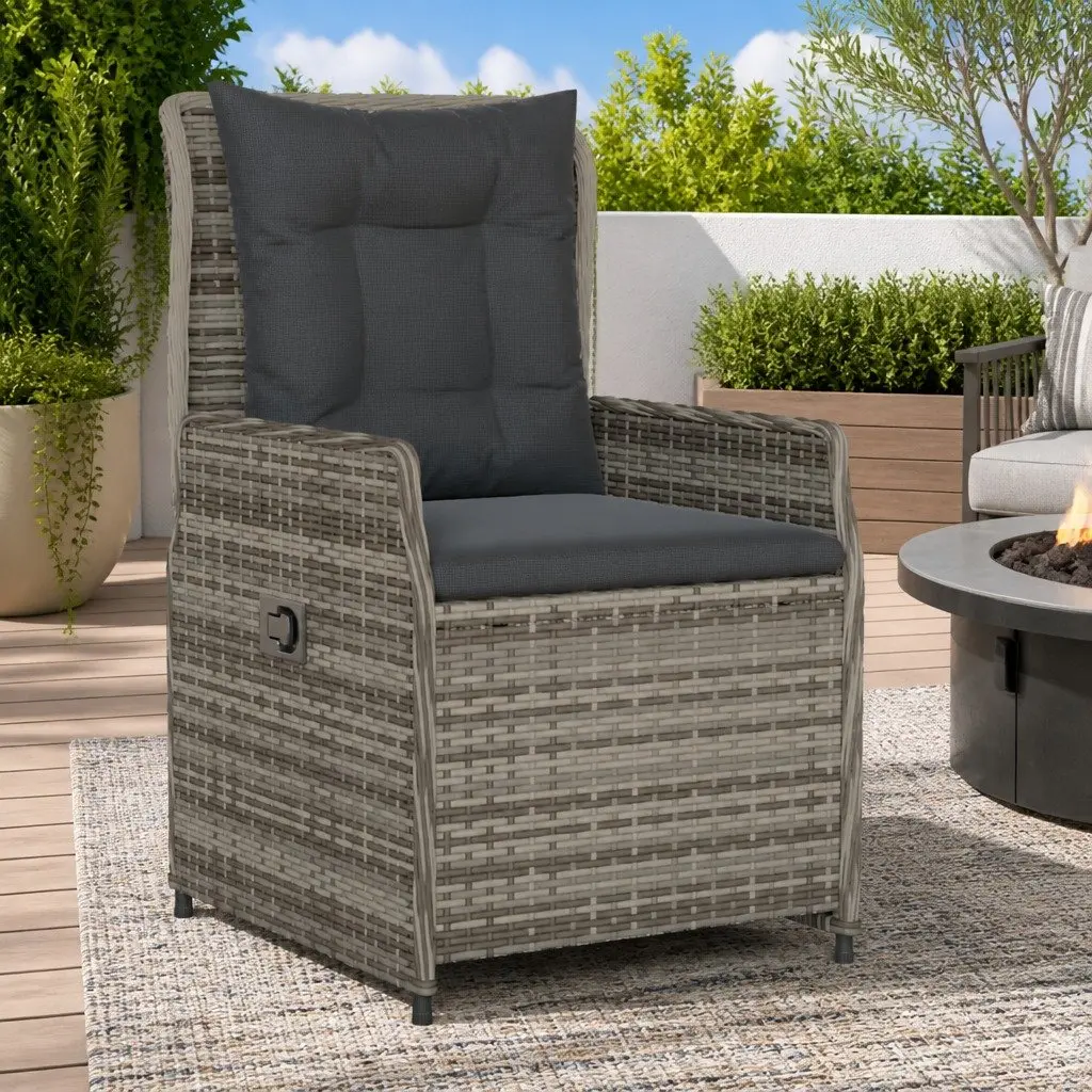 Reclining Garden Chairs Grey 2 pcs Adjustable Backrest Padded Cushions