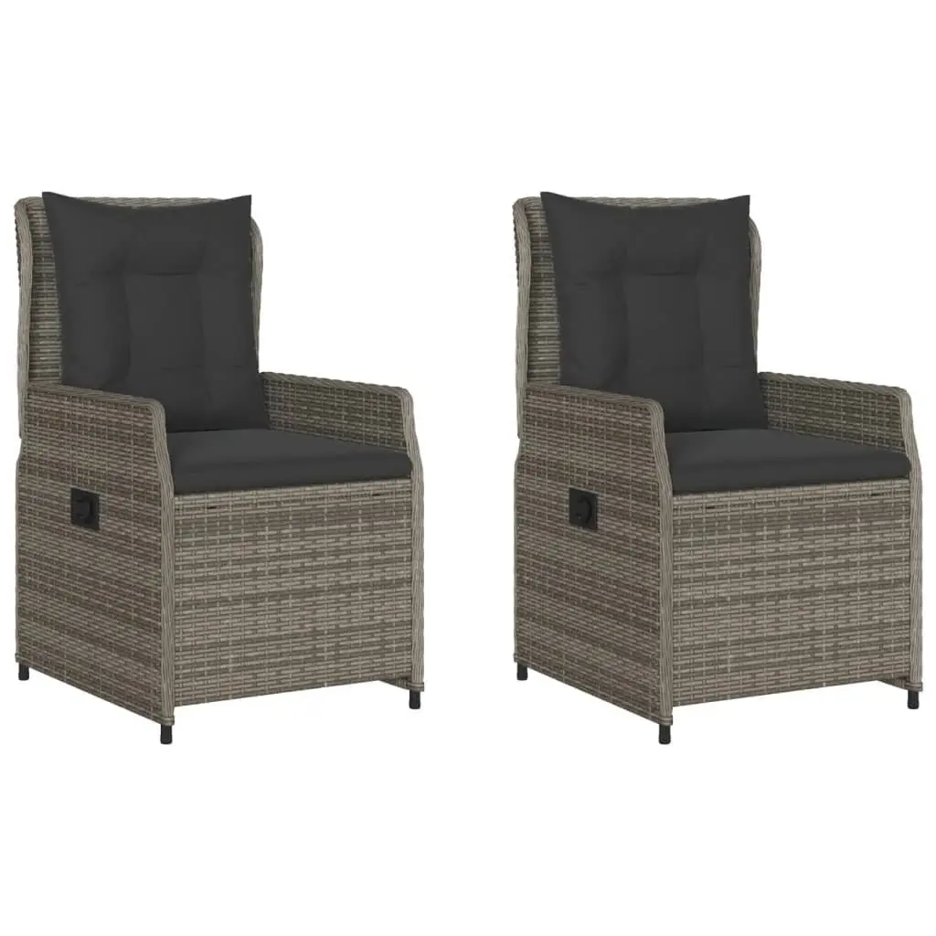 Reclining Garden Chairs Grey 2 pcs Adjustable Backrest Padded Cushions