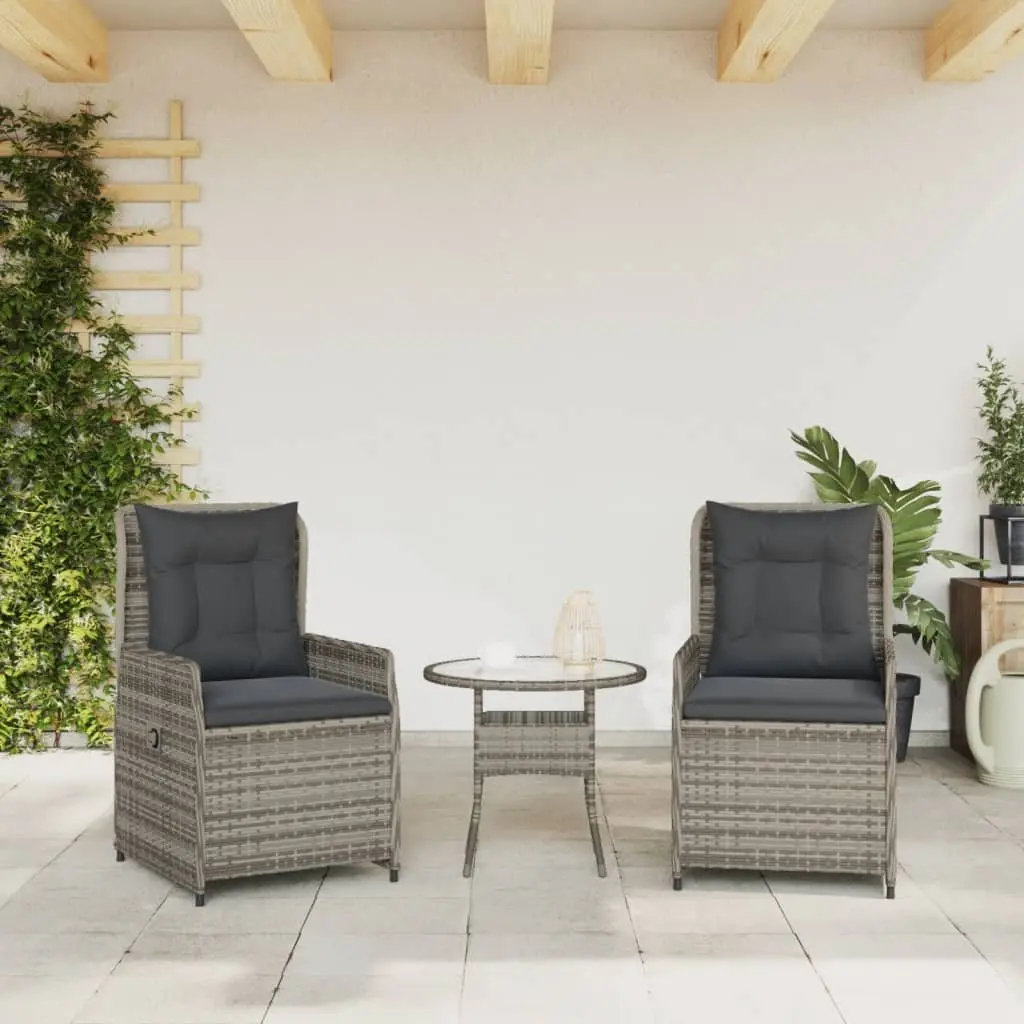 Reclining Garden Chairs Grey 2 pcs Adjustable Backrest Padded Cushions