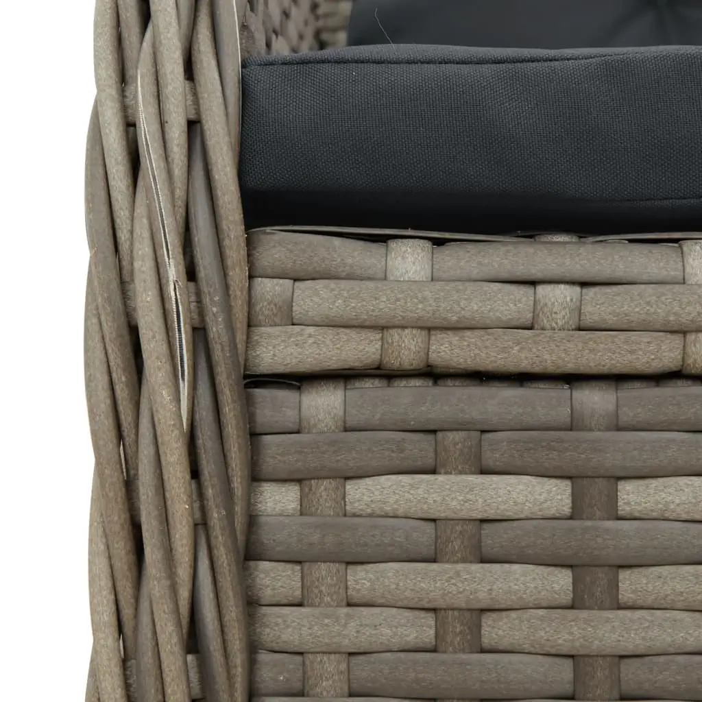 Reclining Garden Chairs Grey 2 pcs Adjustable Backrest Padded Cushions
