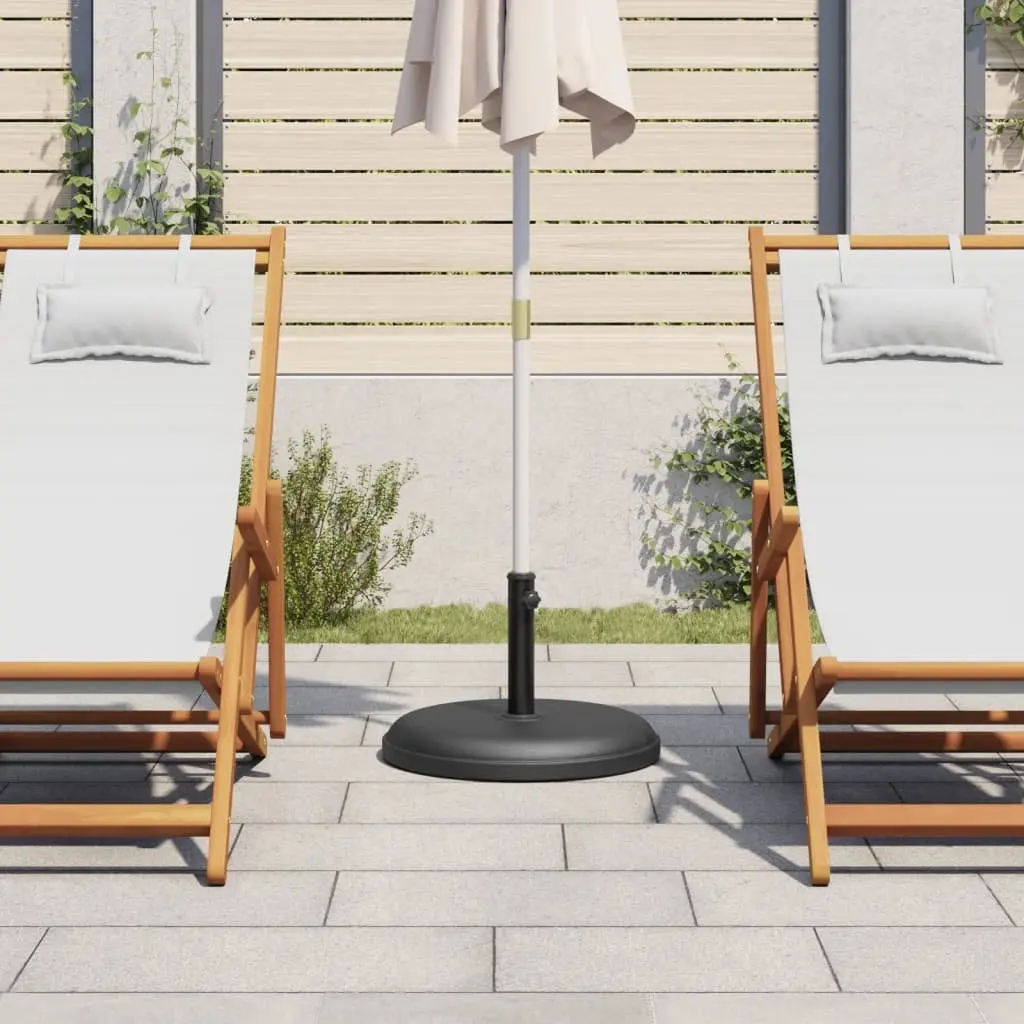 Round Parasol Base Black 25 kg Concrete-filled with Tightening Knob and 3 Pole Adaptors for Ø32 Ø35 Ø38 mm Umbrella
